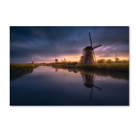 Trademark Fine Art Jesus M Garcia 'Kinderdijk Windmills' Canvas Art, 12x19 1X01353-C1219GG